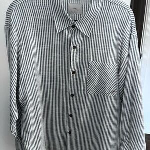 PacSun Blue and White Striped Men's Shirt Jacket - Medium